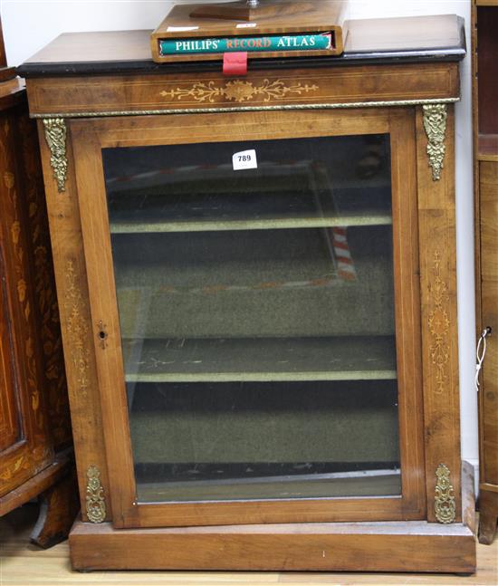 A Victorian walnut inlaid pier cabinet, W.76cm